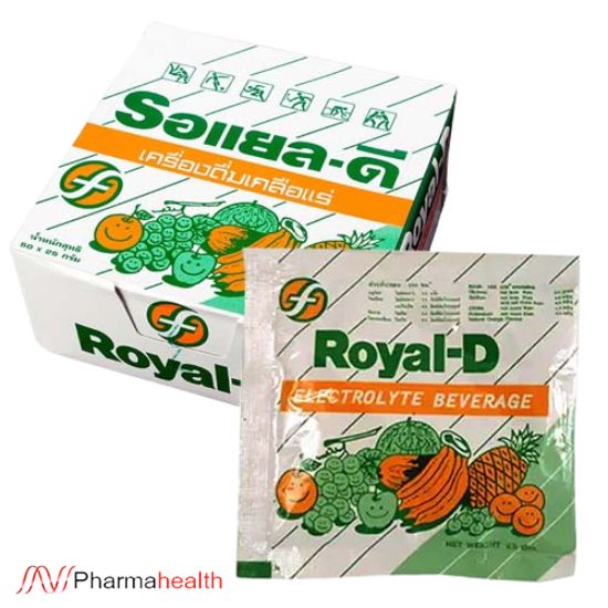 Royal D Electrolyte Beverage 25g 1 Box contains 50 Sachets