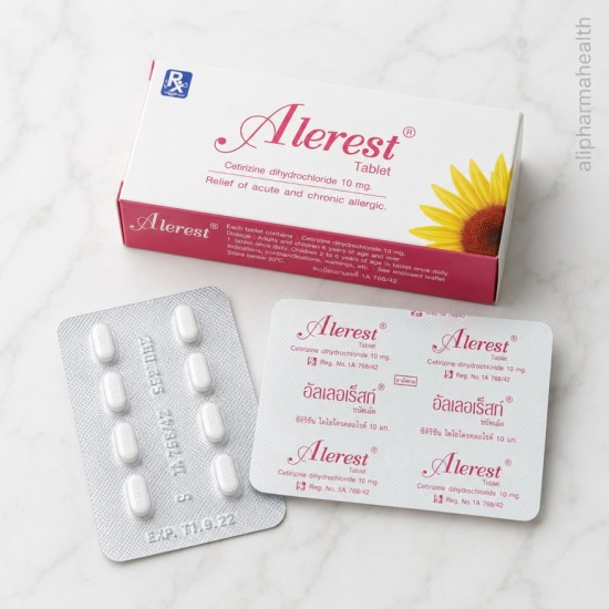 Alerest Cetirizine 10 mg Tablets (100 Tablets) – Allergy Relief Antihistamine