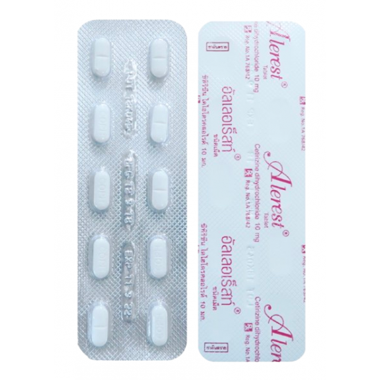 Alerest Cetirizine 10 mg Tablets (100 Tablets) – Allergy Relief Antihistamine