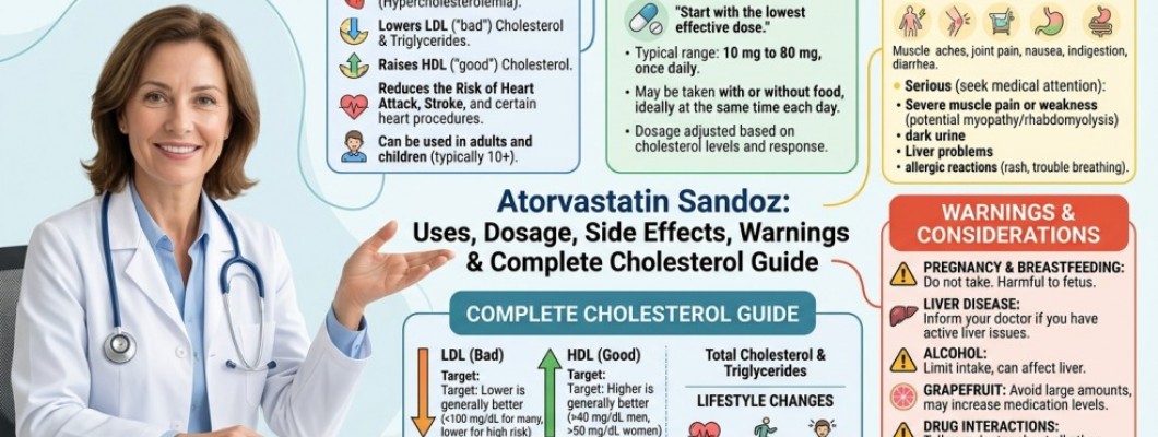 Atorvastatin Sandoz: Uses, Dosage, Side Effects, Warnings & Complete Cholesterol Guide Atorvastatin Sandoz: Uses, Dosage, Side Effects, Warnings & Complete Cholesterol Guide