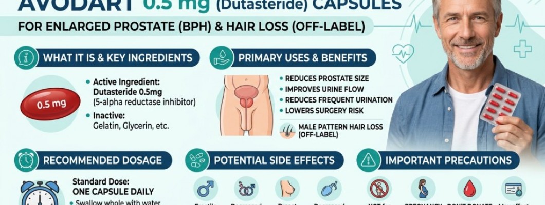 Avodart 0.5 mg (Dutasteride) Capsules: Uses, Dosage, Side Effects & Complete Guide for Enlarged Prostate