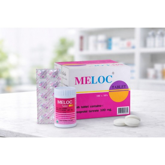 Metoprolol (Meloc) Tartrate 100mg Tablets – Beta Blocker | 100 Tablets Box