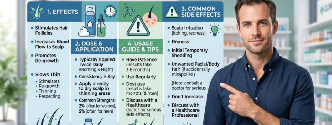 Minoxidil to treat Hair Loss: Effects, Dose, Side Effects and Guide.