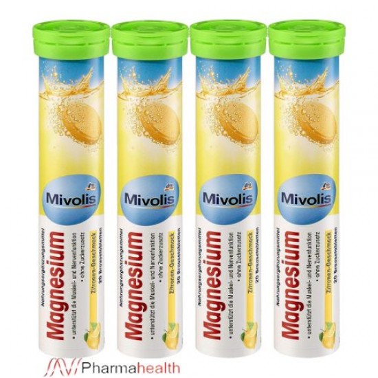 Mivolis Magnesium effervescent Tablets-Dietary Supplements 4 Packs x 20 pcs